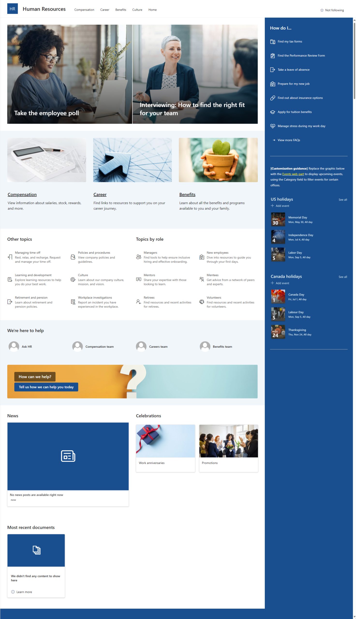 SharePoint Template — Human Resources
