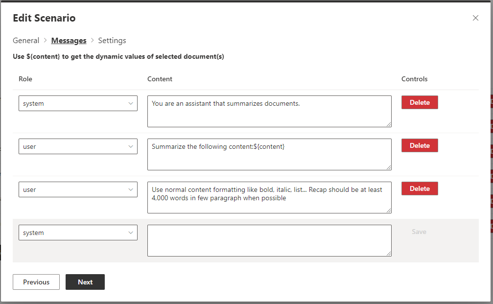 Scenarios Edit for FusePoint AI command