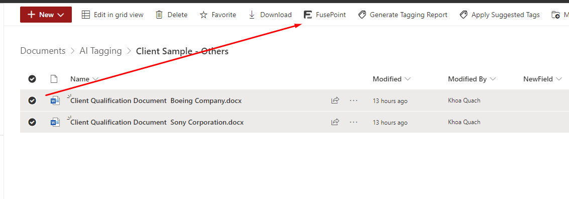 Overall FusePoint AI commands view