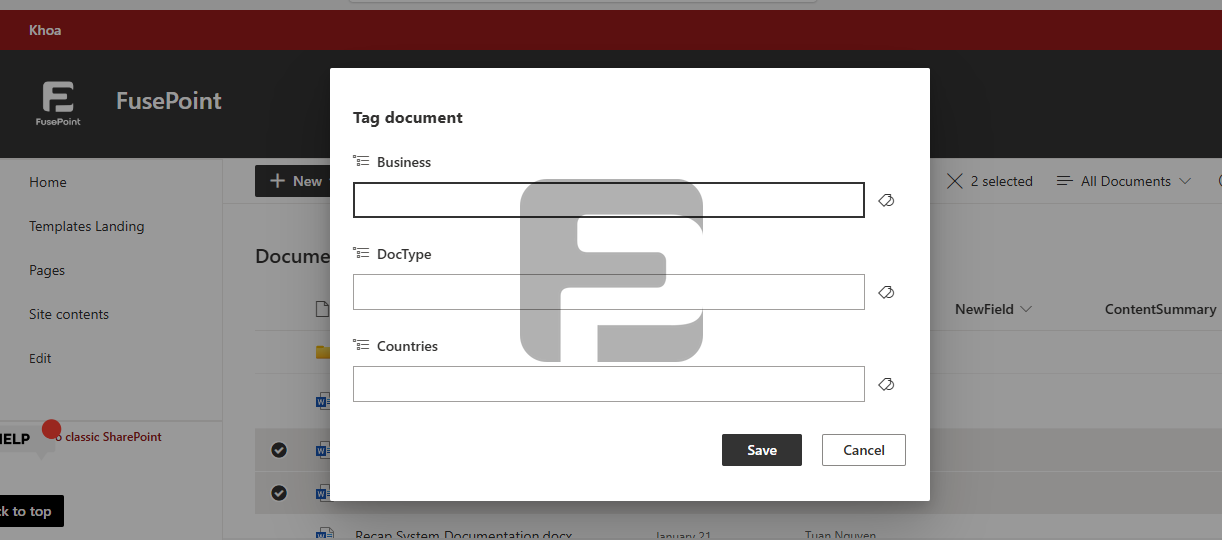 Fusepoint Document Tagging