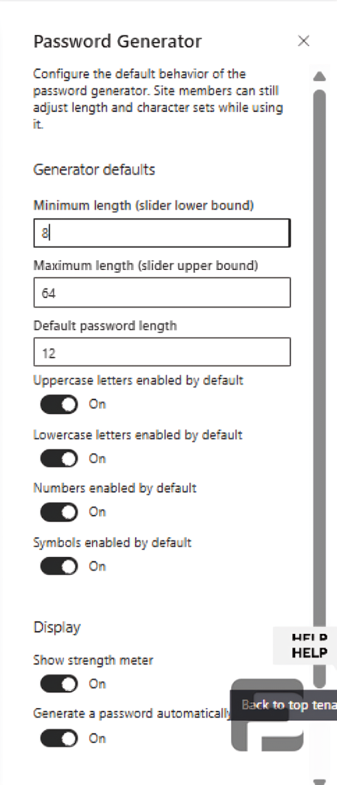 FusePoint Password Generator property pane settings