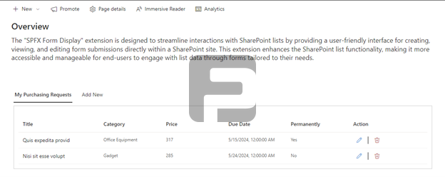 Fusepoint Form Display