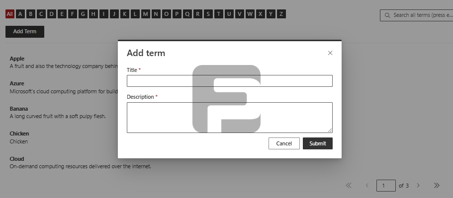 FusePoint Glossary Entries