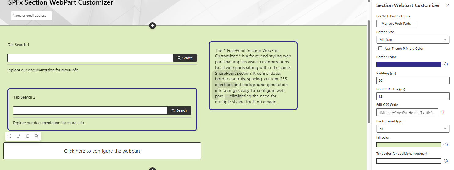 Section WebPart Customizer - Custom CSS